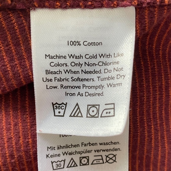 Eddie Bauer ladies long sleeve hooded cotton shirt size medium burgundy & orange - Picture 4 of 6